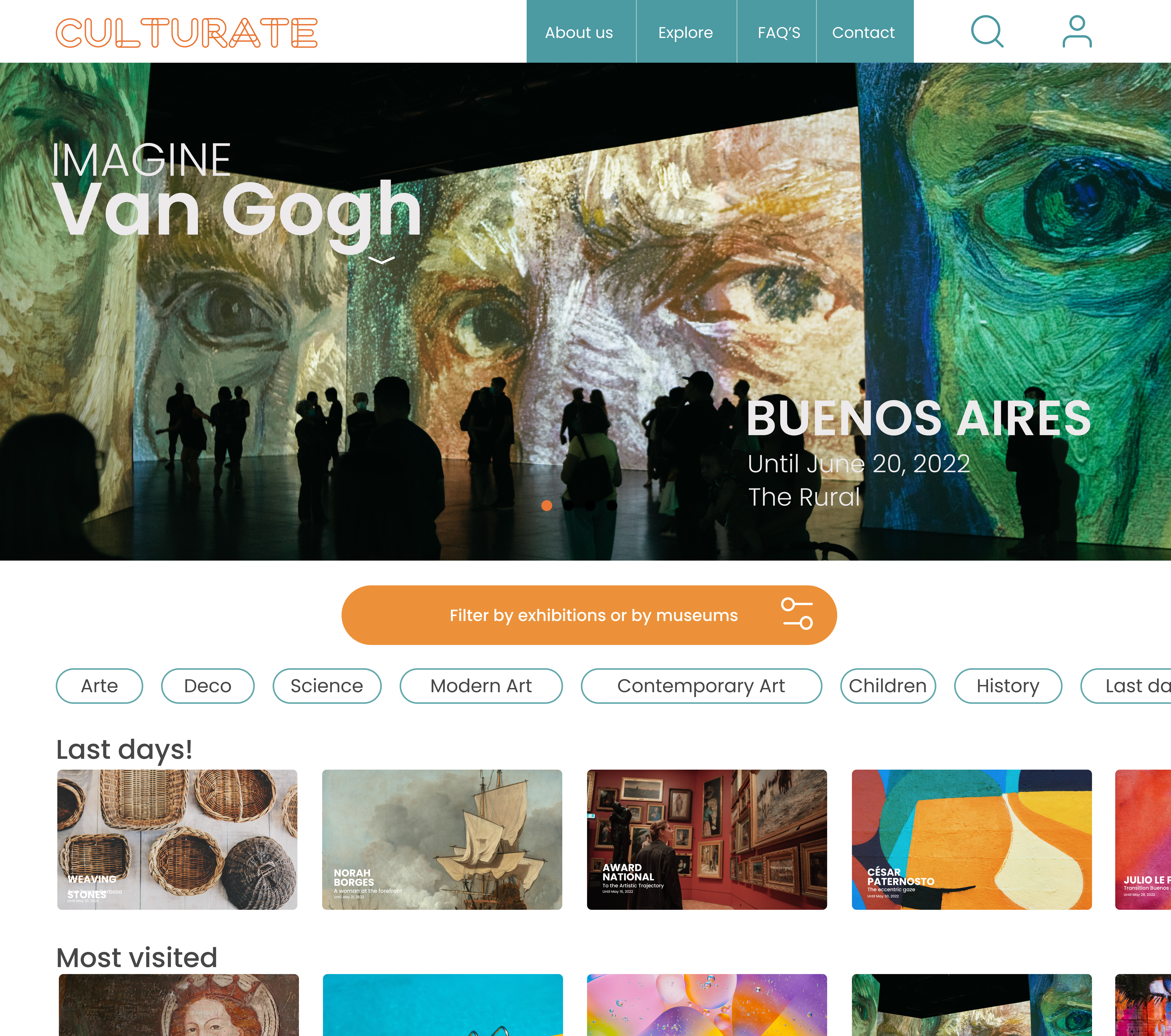 Culturate mobile homepage