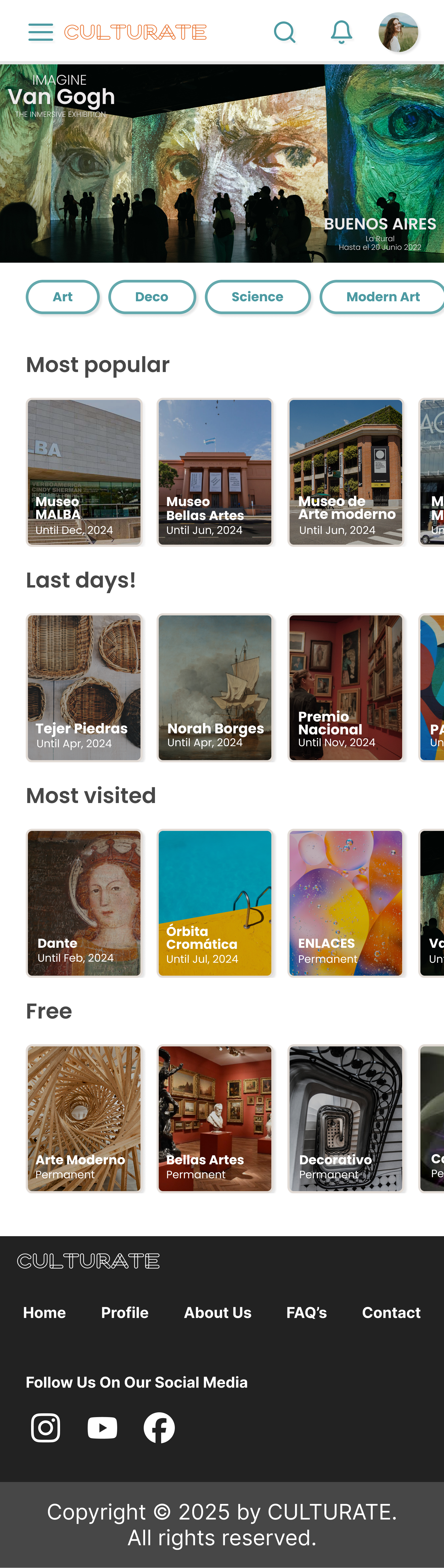 Culturate mobile homepage