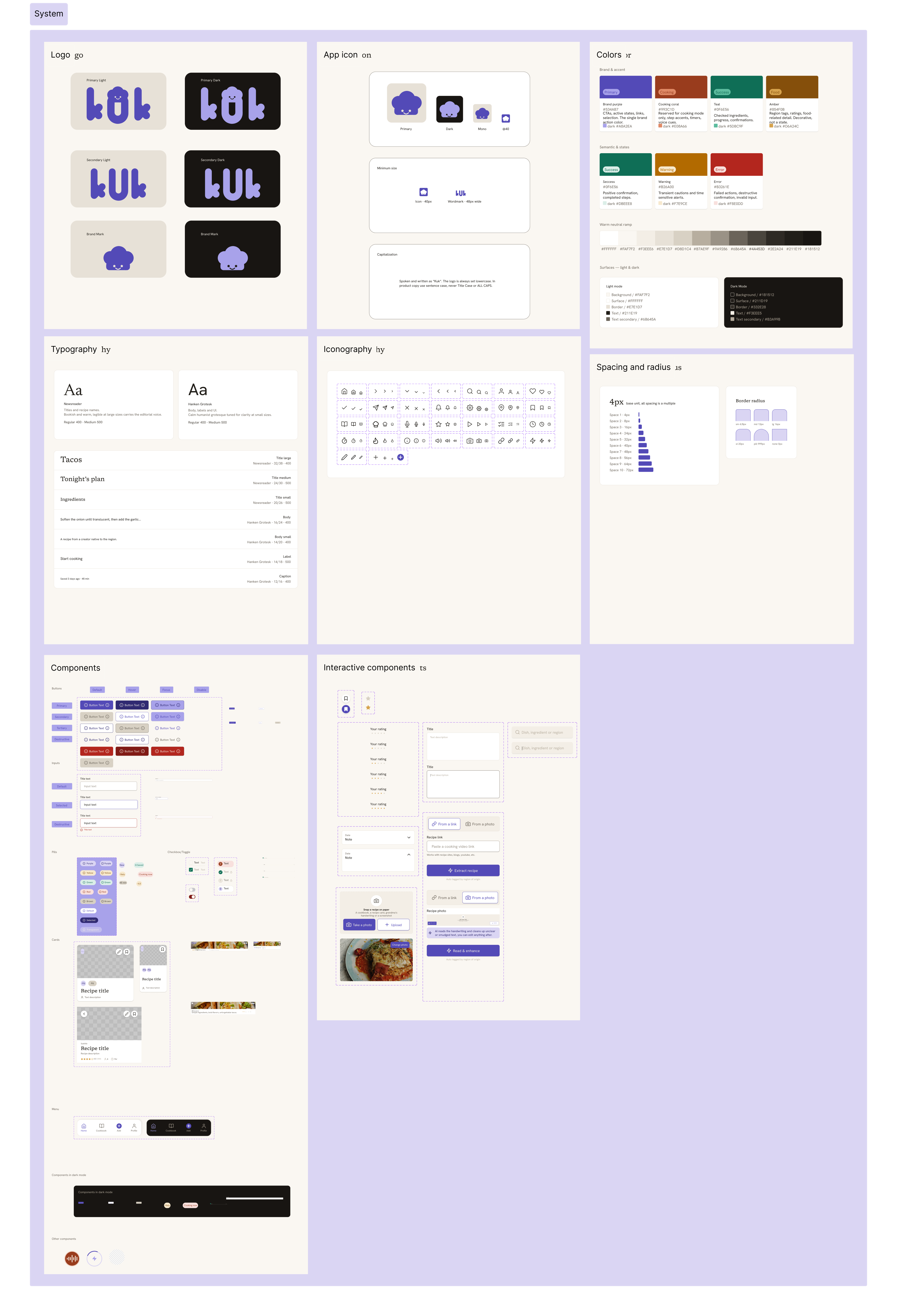 Design system components and tokens